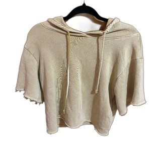 Dont Ask Why Sweater Womens Medium Cream Long Sleeve Drawstring Pullover Hoodie‎